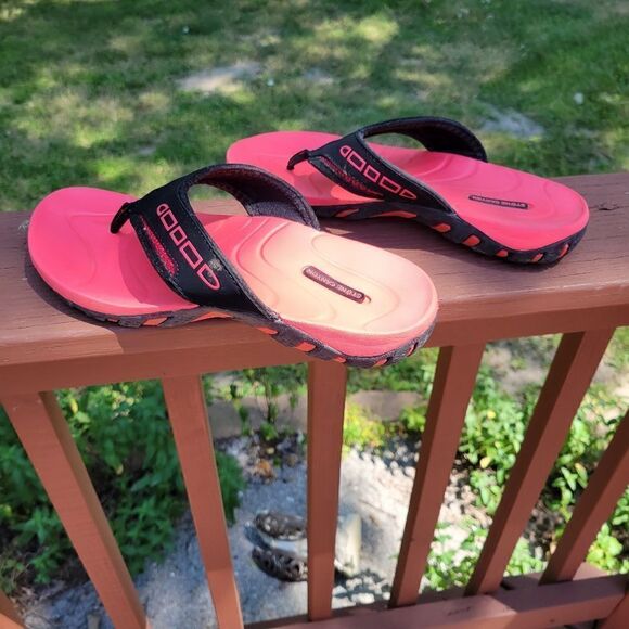 Stone Canyon Red Black Flip Flop Sandals Size 6 - Picture 4 of 9